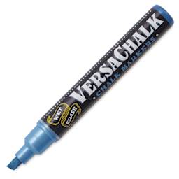 VersaChalk Wet Erase Liquid Chalk Marker - Metallic Sapphire, 5 mm, Bold Tip, cap off