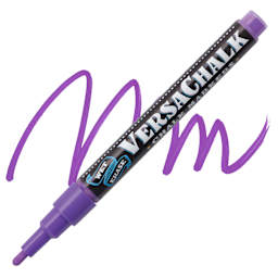 VersaChalk Wet Erase Liquid Chalk Marker - Neon Purple, 3 mm, swatch and marker