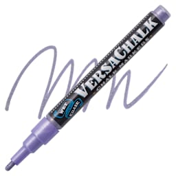 VersaChalk Wet Erase Liquid Chalk Marker - Metallic Amethyst, 3 mm, swatch and marker