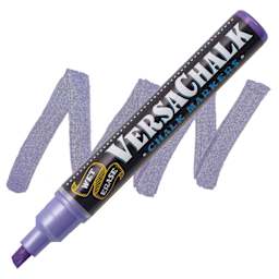 VersaChalk Wet Erase Liquid Chalk Marker - Metallic Amethyst, 5 mm, swatch and marker