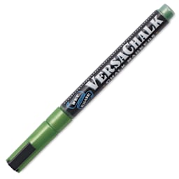 VersaChalk Wet Erase Liquid Chalk Marker - Metallic Emerald, 3 mm, Fine Tip, cap on