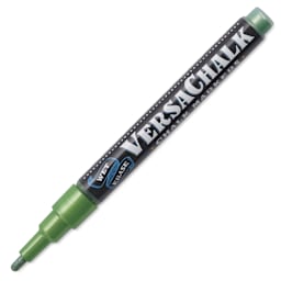VersaChalk Wet Erase Liquid Chalk Marker - Metallic Emerald, 3 mm, Fine Tip, cap off