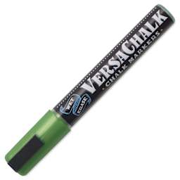 VersaChalk Wet Erase Liquid Chalk Marker - Metallic Emerald, 5 mm, Bold Tip, cap on