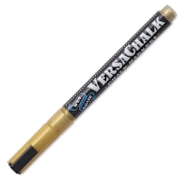 VersaChalk Wet Erase Liquid Chalk Marker - Metallic Gold, 3 mm, Fine Tip, cap on