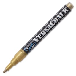 VersaChalk Wet Erase Liquid Chalk Marker - Metallic Gold, 3 mm, Fine Tip, cap off