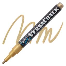 VersaChalk Wet Erase Liquid Chalk Marker - Metallic Gold, 3 mm, swatch and marker