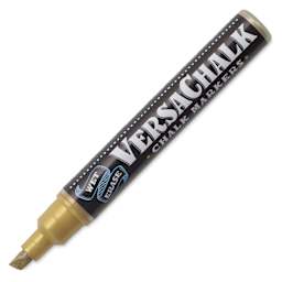VersaChalk Wet Erase Liquid Chalk Marker - Metallic Gold, 5 mm, Fine Tip, cap off 