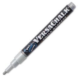 VersaChalk Wet Erase Liquid Chalk Marker - Metallic Silver, 5 mm, Bold Tip, cap off