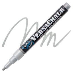VersaChalk Wet Erase Liquid Chalk Marker - Metallic Silver, 3 mm, swatch and marker