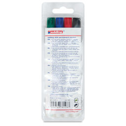 Edding Permanent Marker - Assorted Colors, 400 Series, Set of 4, back of the packaging