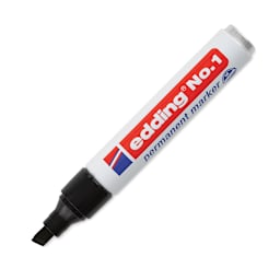 Edding Permanent Marker - Black, No.1, Chisel Nib, 1-5 mm (with cap off)