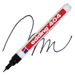 Edding Permanent Marker - Black, 404 Series, swatch and marker