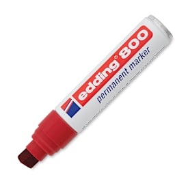 Edding Permanent Markers - Single uncapped 4-12 mm Chisel Nib Red Marker
