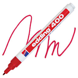 Edding Permanent Marker - Red, 400 Series, swatch and marker