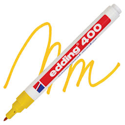Edding Permanent Marker - Yellow, 400 Series, swatch and marker