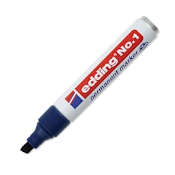 Edding Permanent Marker - Blue, No.1, Chisel Nib, 1-5 mm (with cap off)