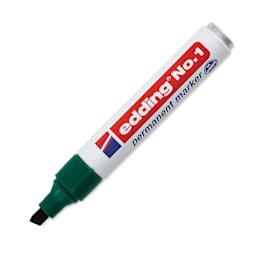 Edding Permanent Marker - Green, No.1, Chisel Nib, 1-5 mm (marker with cap off)
