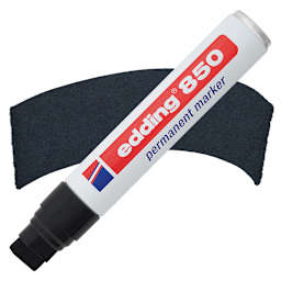 Edding Permanent Marker - Black, 850, Chisel Nib, 5-15 mm marker and swatch