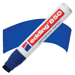 Edding Permanent Marker - Blue, 850, Chisel Nib, 5-15 mm marker and swatch