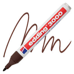 Edding Permanent Marker - Dark Brown, 3000, Bullet Nib marker and swatch