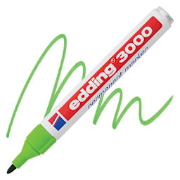 Edding Permanent Marker - Light Green, 3000, Bullet Nib marker and swatch