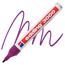 Edding Permanent Marker - Magenta, 3000, Bullet Nib marker and swatch