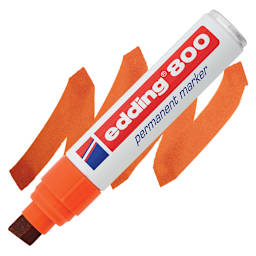 Edding Permanent Marker - Orange, 800, Chisel Nib, 4-12 mm marker and swatch