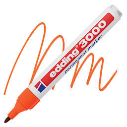 Edding Permanent Marker - Orange, 3000, Bullet Nib marker and swatch