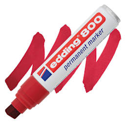 Edding Permanent Marker - Red, 800, Chisel Nib, 4-12 mm marker and swatch