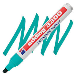 Edding Permanent Marker - Turquoise, 3300, Chisel Nib, 1-5 mm marker and swatch
