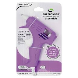 Surebonder Essentials Mini High Temp Glue Gun - Lavender, front of the packaging. 