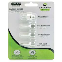 Surebonder Interchangeable Hot Glue Gun Nozzles (Front of packaging)