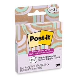Post-it Recycled Super Sticky Notes - Wanderlust Pastels Collection, 3" x 3", Pkg of 3 front of packaging