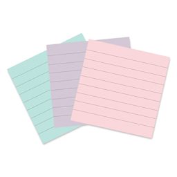 Post-it Recycled Super Sticky Notes - Wanderlust Pastels Collection, 4" x 4", Pkg of 3, Lined. fanned out