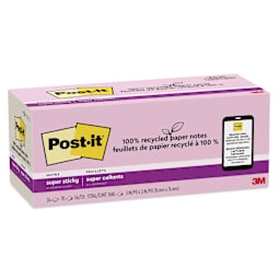 Post-it Recycled Super Sticky Notes - Wanderlust Pastels Collection, 3" x 3", Pkg of 24 - enclosed packaging