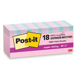 Post-it Recycled Super Sticky Pop-Up Notes - Wanderlust Pastels Collection, 3" x 3", Pkg of 18