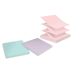 Post-it Recycled Super Sticky Pop-Up Notes - Wanderlust Pastels Collection, Set of 6 - showing 3 different colors
