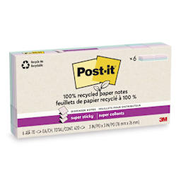 Post-it Recycled Super Sticky Pop-Up Notes - Wanderlust Pastels Collection, 3" x 3", Pkg of 6 - enclosed package