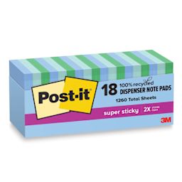 Post-it Recycled Super Sticky Pop-Up Notes - Oasis Collection, 3" x 3", Pkg of 18