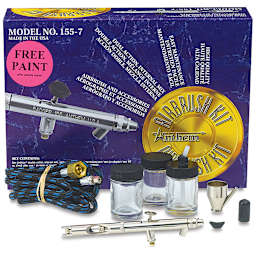Badger Anthem 155 Double Action Airbrush - Components of Airbrush Set with 5' Air Hose with package