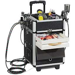 Maxx Jet Compressor - Angle view open, top detached, drawers open with accessories not included