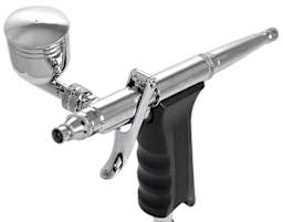 Sparmax GP50 Airbrush - Angled view of Airbrush with attached Color Cup
