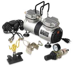 SilentAire Scorpion II Heavy-Duty Airbrush Compressor - Components shown with Compressor
