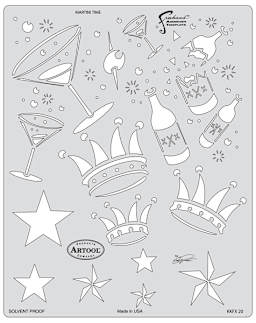 Artool Kustom Kulture Freehand Templates - Front view of Martini Time Template