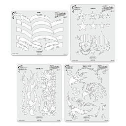 Iwata Artool Freehand Template - Set of 4, Patriotica