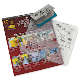 PocketGraFX Freehand Template Set - Top view of Templates, holder and package