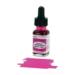 Dr. Ph. Martin's Radiant Concentrated Individual Watercolor - 1/2 oz, Raspberry - with color sample in front of bottle
