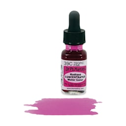 Dr. Ph. Martin's Radiant Concentrated Individual Watercolor - 1/2 oz, Tropic Pink - with color sample in front of bottle