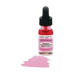 Dr. Ph. Martin's Radiant Concentrated Individual Watercolor - 1/2 oz, Sunrise Pink - with color sample in front of bottle