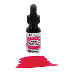 Dr. Ph. Martin's Radiant Concentrated Individual Watercolor - 1/2 oz, Alpine Rose - with color sample in front of bottle